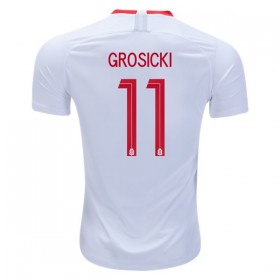 Camisolas de Futebol Polônia Grosicki 11 Equipamento Principal Copa do Mundo 2018 Manga Curta